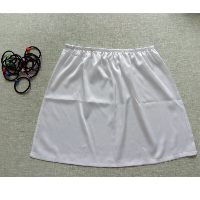 Seide Satin- Unterhose Felsen Halb Unterhose Imitieren Petticoat Kurze Röcke Frau Unterrock Unter Kleid Mini Sicherheit Felsen Weibliche verlieren: Weiß