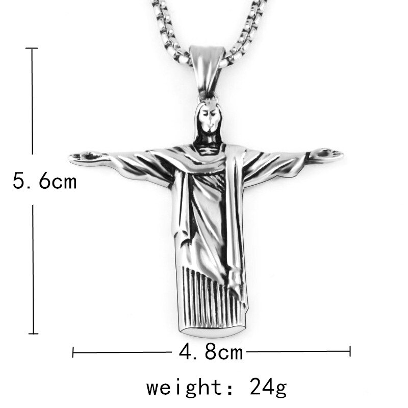 HNSP 316L Stainless Steel Chain Jesus Cross Pendant Necklace for men Hip hop jewelry male