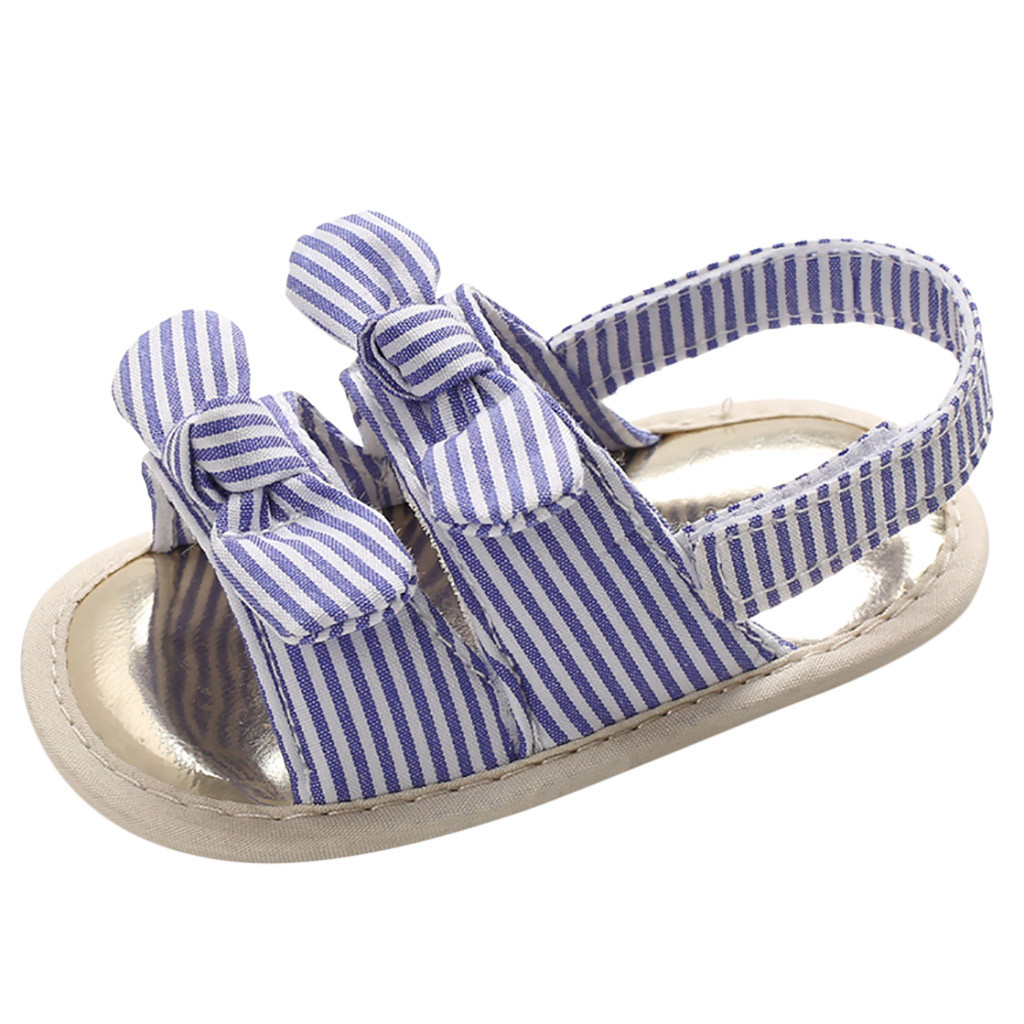 Summer Baby Toddler Shoes Infant Girl Soft Sole Applique Sandals Shoes Single Shoes Flat Soft Bottom Baby Sandals: Blue / 5.5