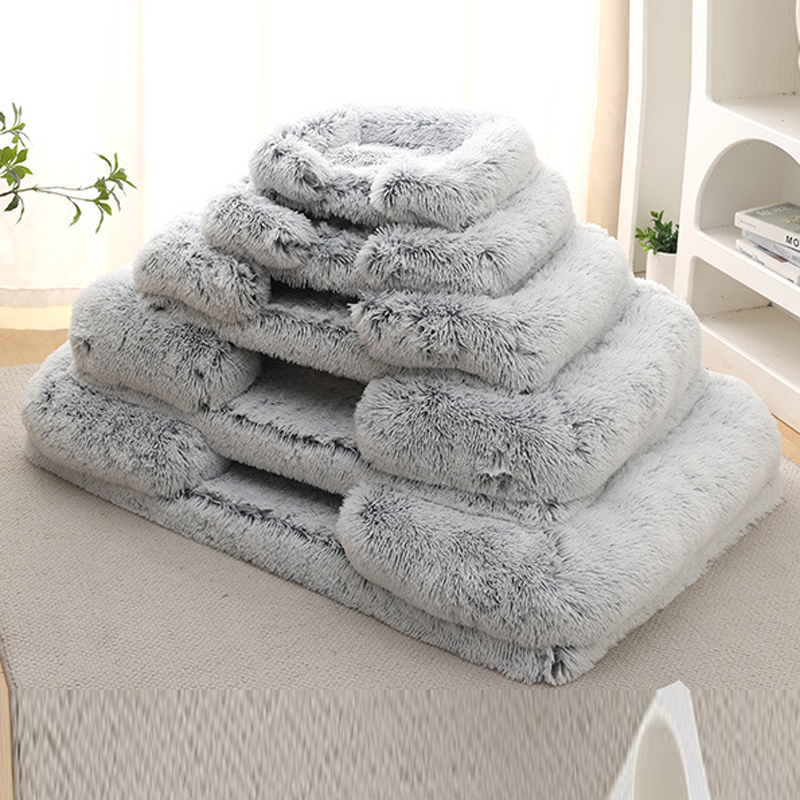 Winter Thickened Washable Removable Plush Fluffy Pet Bed for Large Medium Dogs Cats, Rectangular & Square Dog Bed Mat Cushion