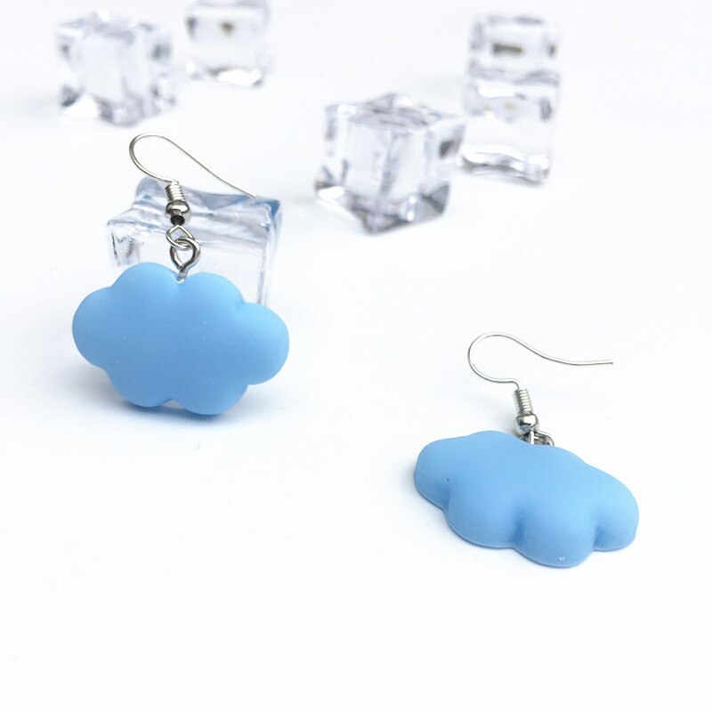 Pendientes colgantes de nube blanca para mujer y niña, aretes de gota de nube rosa/azul/verde/púrpura/naranja, joyería de de Ciencia