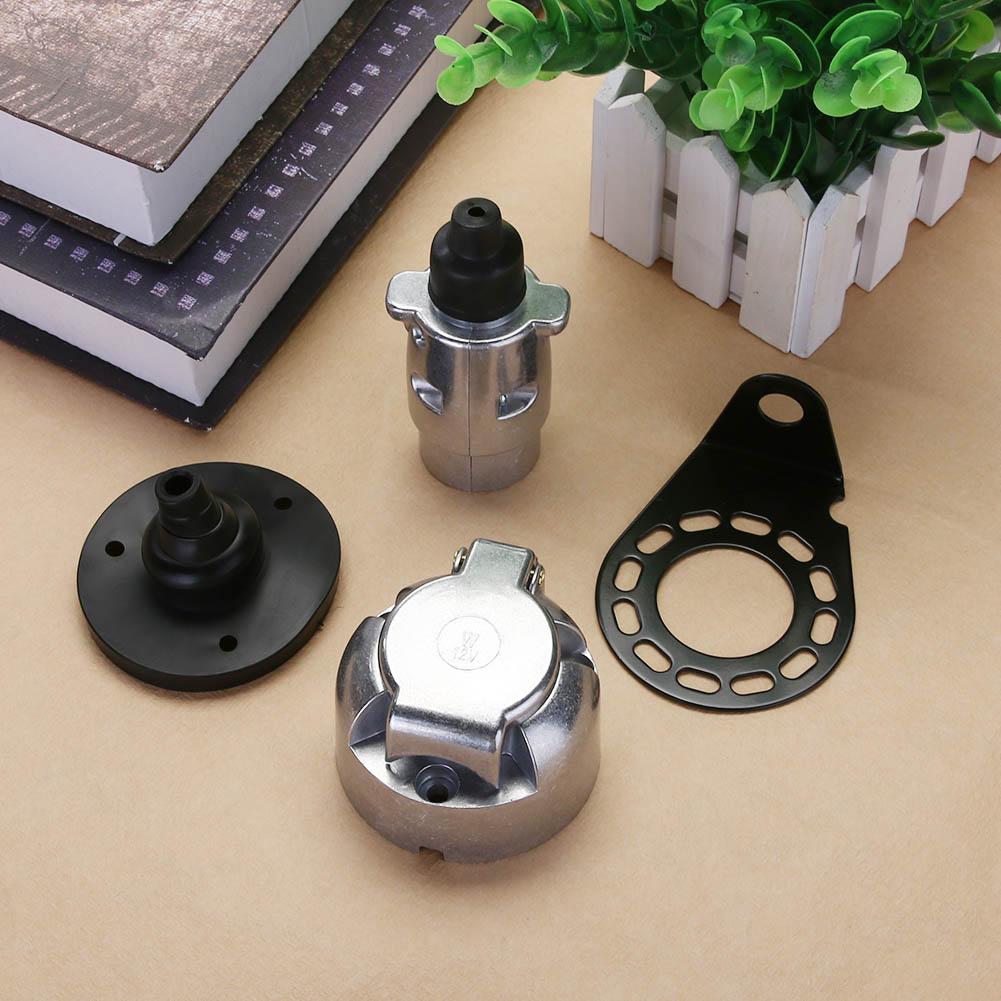 12V 7 Way RV Boat Truck Trailer Metal Plug Connector Adapter With Socket Kit For European Standard RV Trailer Accessories