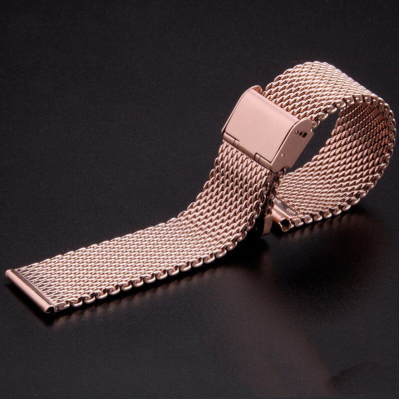 Fine Mesh Watch Band Stainless Steel Milanese Strap Mesh Wristband 1.0 Wire Buckle Strap Watch Accessories 18mm 20mm 22mm 24mm: Rose Gold / 18mm