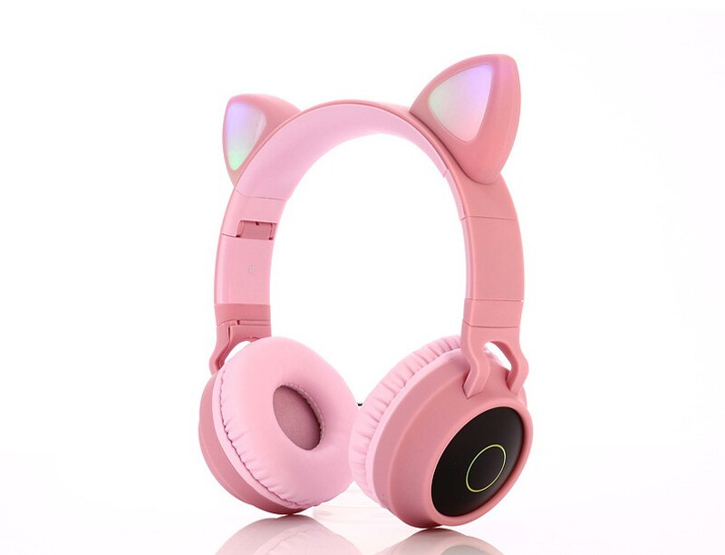 Cuffie Bluetooth a LED con orecchio di gatto cuffie carine, cuffie Bluetooth per bambini per ragazze cuffie vivavoce con luce incandescente cuffie da gioco: 028C pink no box