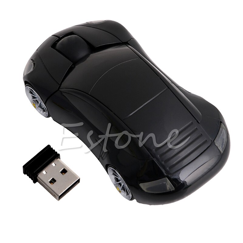 Accessori Per Computer 2.4GHz 3D Ottico Mouse Senza Fili Del Mouse di Figura Dell'automobile del Ricevitore USB Per Il Computer Portatile Del PC: Black