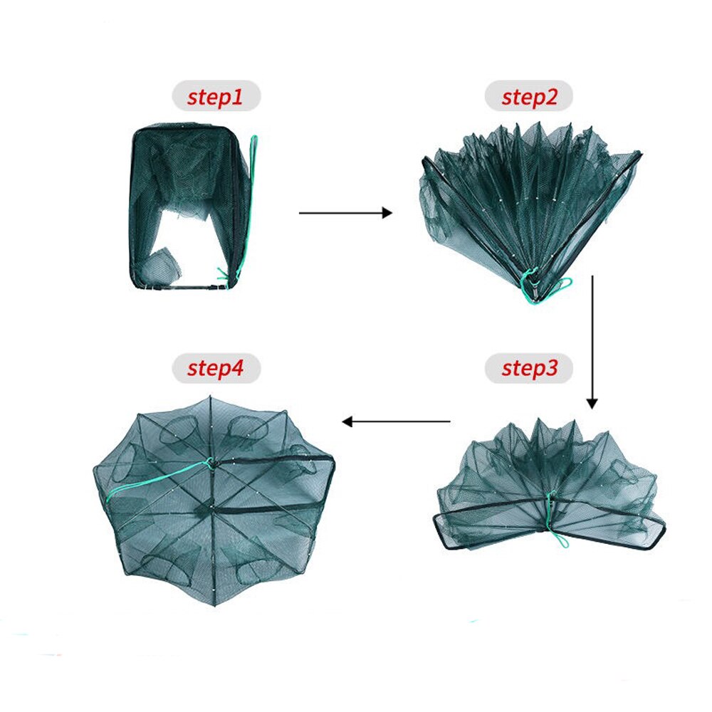 6/8/12/16 Hole Folding Portable Hexagonal Net Fishing Crayfish Fish Automatic Trap Shrimp Carp Catcher Cage Net Net
