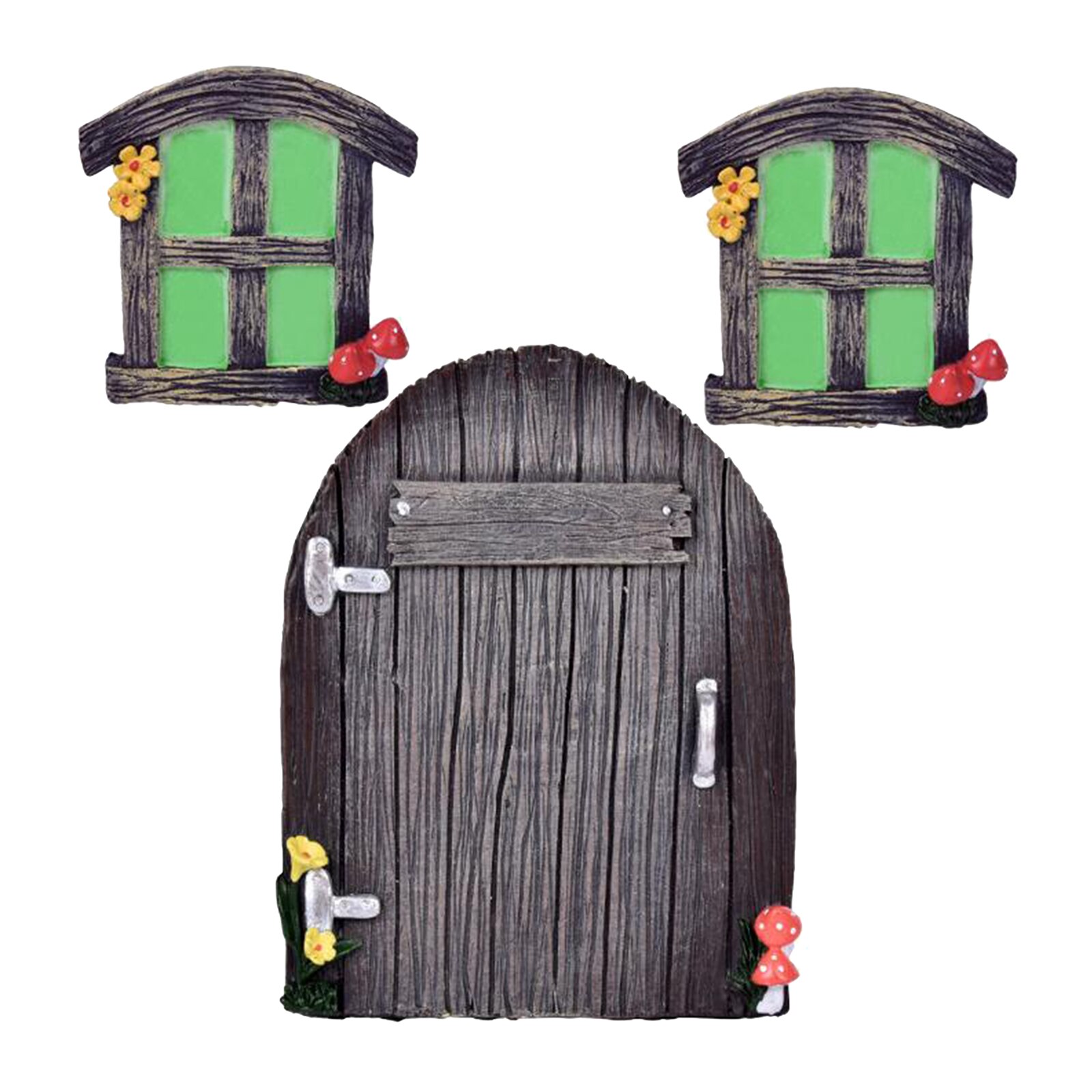 Miniature Fairy Gnome Home Window and Door for Trees, Yard Art Garden Sculpture Decoration