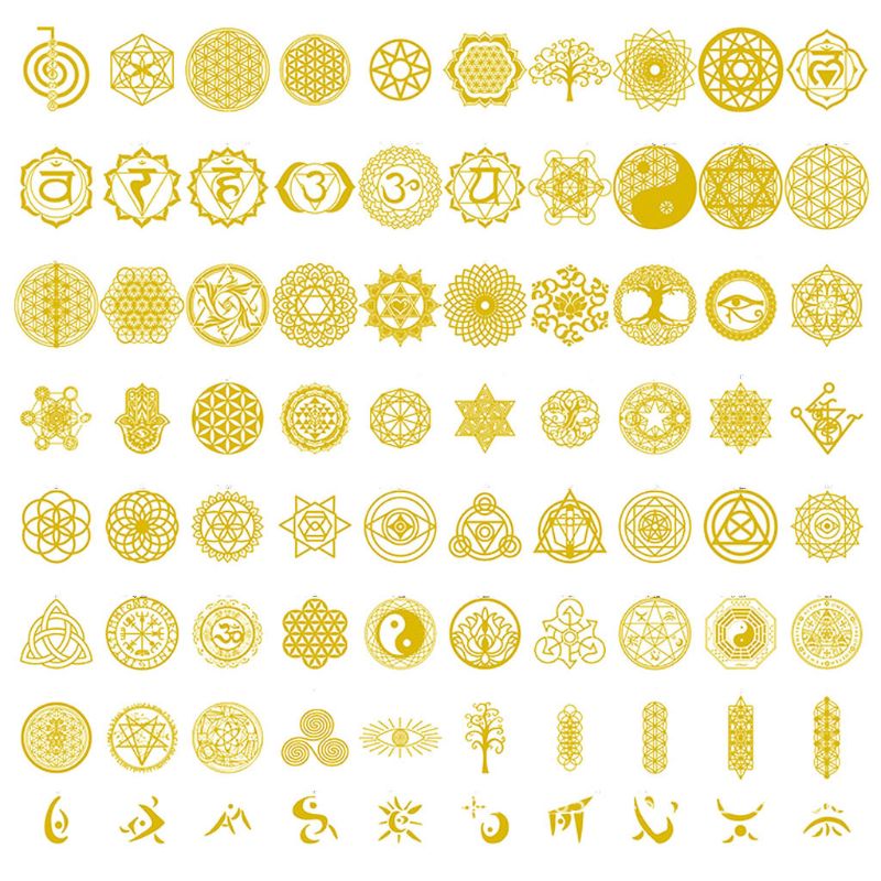 20 pçs sagrado geométrico cobre ornonite adesivo flor vida árvore diy energia torre pirâmide material resina cola epoxy arte artesanato