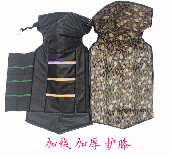 Motorcycle Kneecap Leather Knee Protective Gear Winter Cycling Legguard Warm Windproof Cold Longer Thicker Men And Women