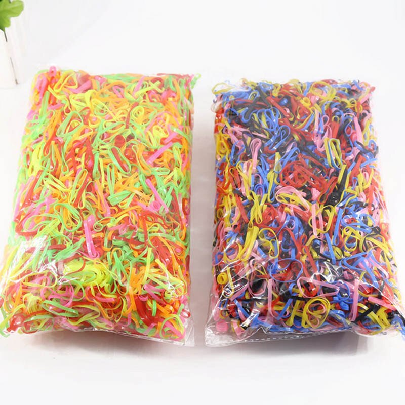 4000pcs BIG Hair bands high elastic hair one-time small rubber band color elastic children