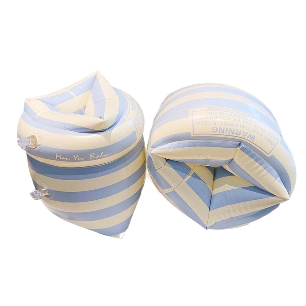 Manguitos circulares para brazo flotante, bolsa de aire doble, flotadores inflables para piscina, equipo de natación con estampado de PVC para adultos y niños, 1 par: Blanco