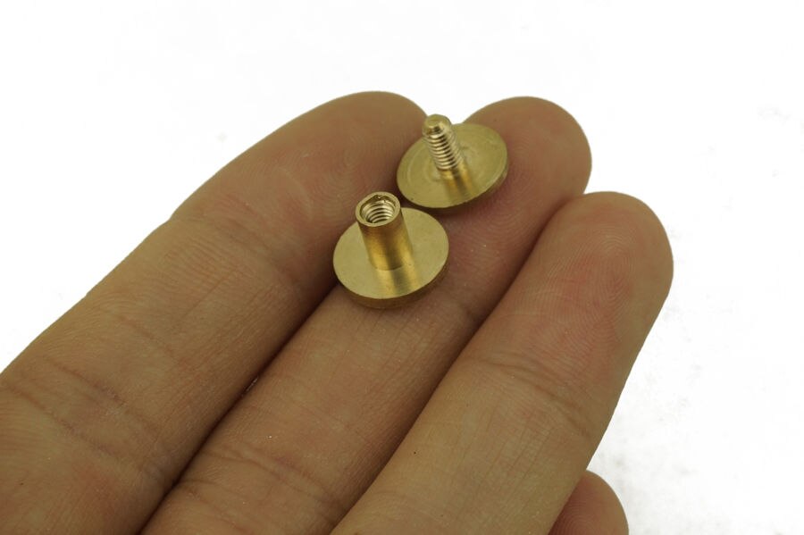 5 Stks/partij Massief Messing Chicago Knop Stud Nail Schroef terug Lederen Nail Klinknagel Riem 10.5*6mm