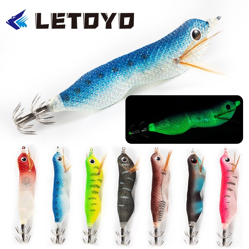 LETOYO – appât lumineux pour la pêche au calmar, leurre pour attraper des poissons tels que les seiches, 80mm, 12g turlutte calamar turlutes peche au calamar turluttes peche aux calamar