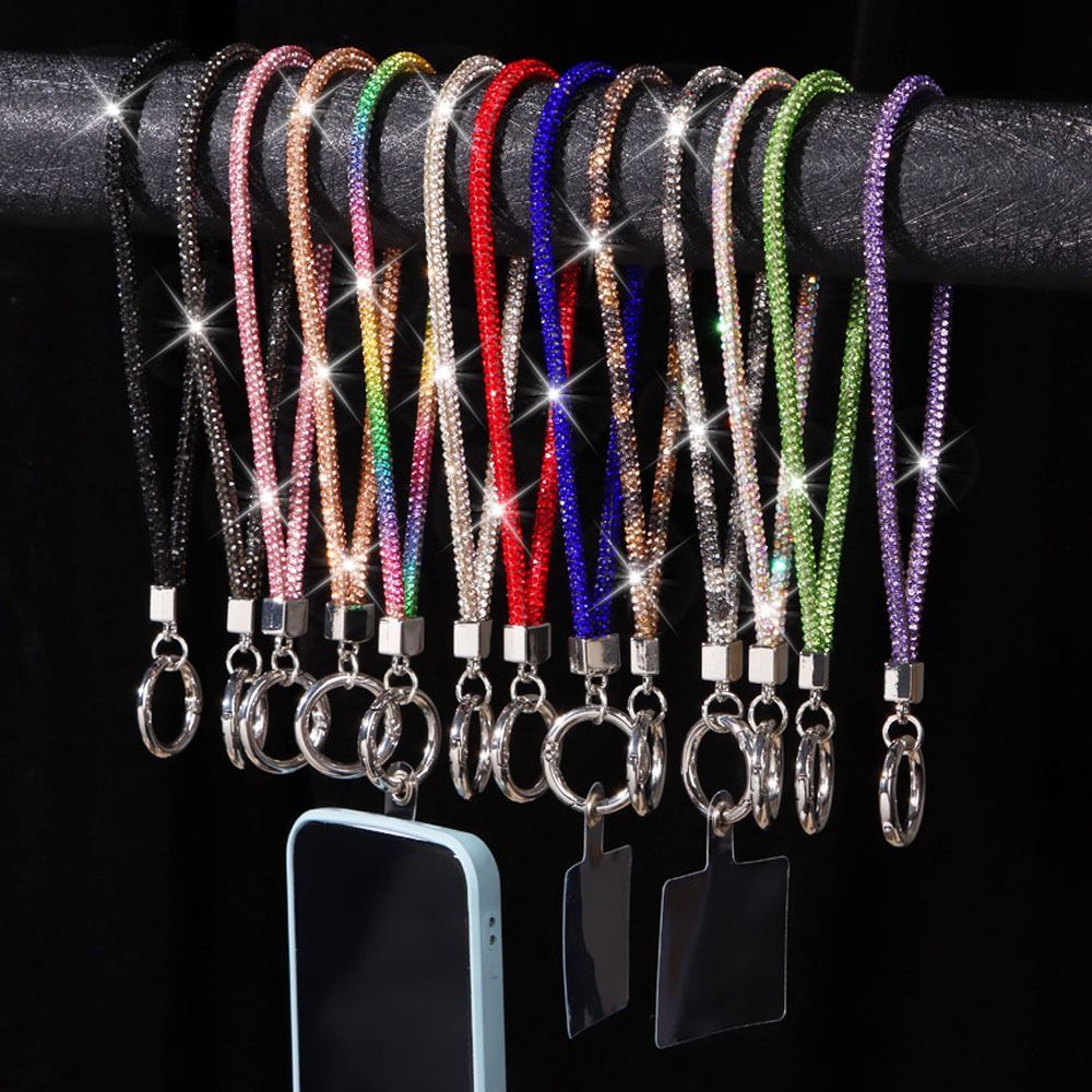 Brokatowa smycz do telefonu ze strasem luksusowa moda Bling diamentowy kryształ zapobiegający zgubieniu liny paski na nadgarstek wiszący sznurek zapobiegający zgubieniu liny