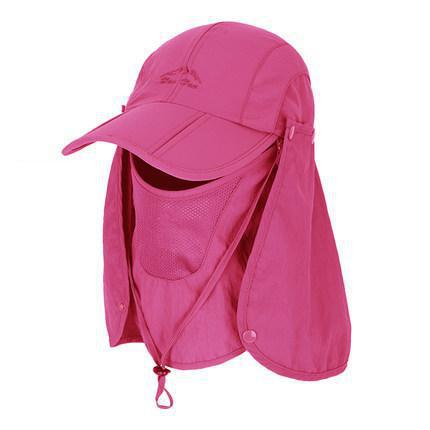 Udendørs vindtæt solhat aftageligt sjal åndbart mesh cap til fiskeri cykling vandring camping hatte: Rød