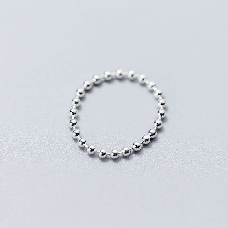 Inzatt echter 925- ring aus sterlingsilber mit runden perlen für damen, trendiger partyschmuck, minimalistisches accessoire: 7.5