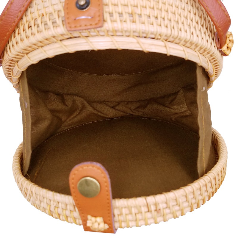 Bohemien Bali Rattan Taschen für Frauen Kleine Kreis Strand Handtaschen Sommer Jahrgang Stroh Tasche Handgemachte umhängetasche L26