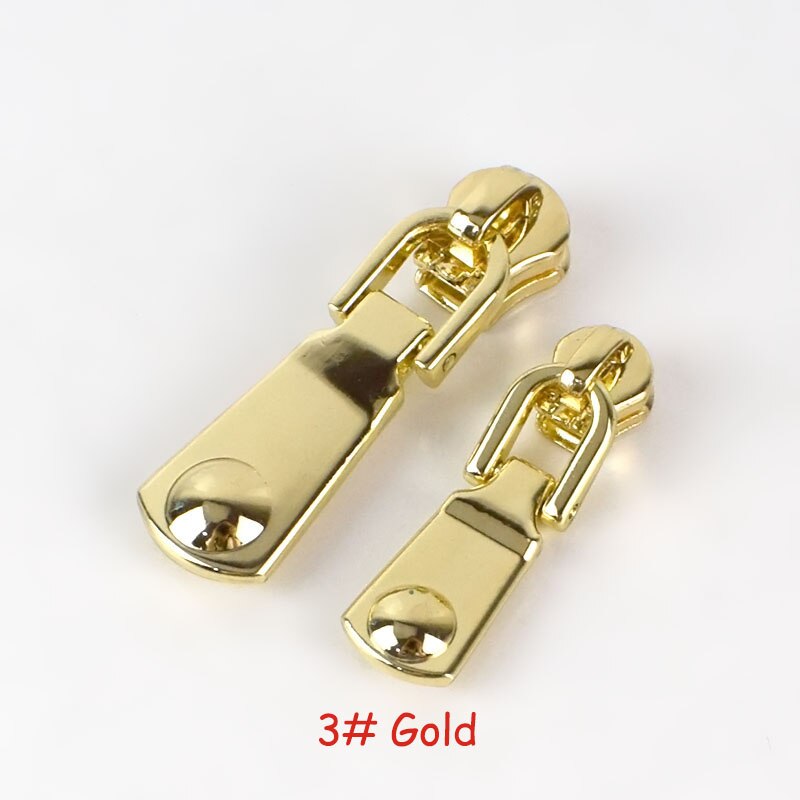 Deslizadores de cremallera de bloqueo de resorte 5 uds 3 #5 # para cremalleras de Metal, extractor de cuerpo de cremallera de , Kit de reparación de cremallera, accesorios de ropa DIY: No5Lightgold