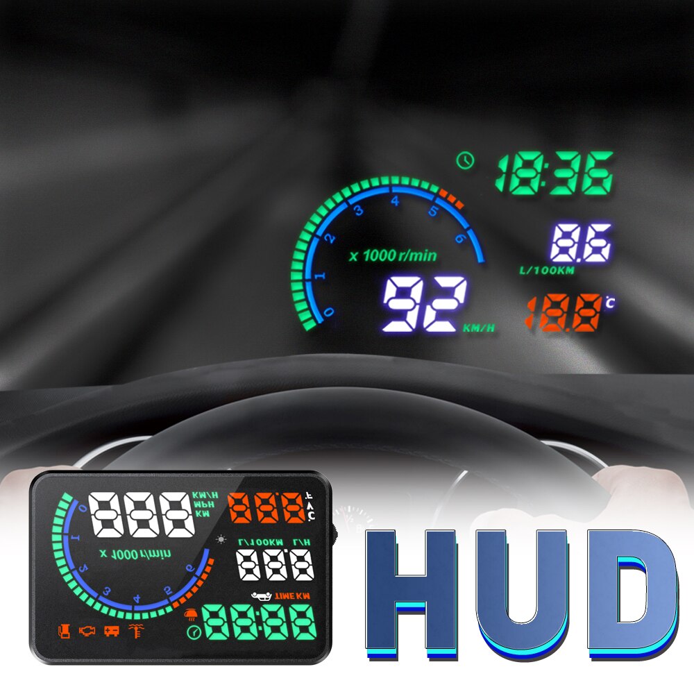 I9 Universal Car Head-up Display OBD2 medidores HUD GPS HUD parabrisas proyector sistema de advertencia de exceso de velocidad de consumo de combustible datos