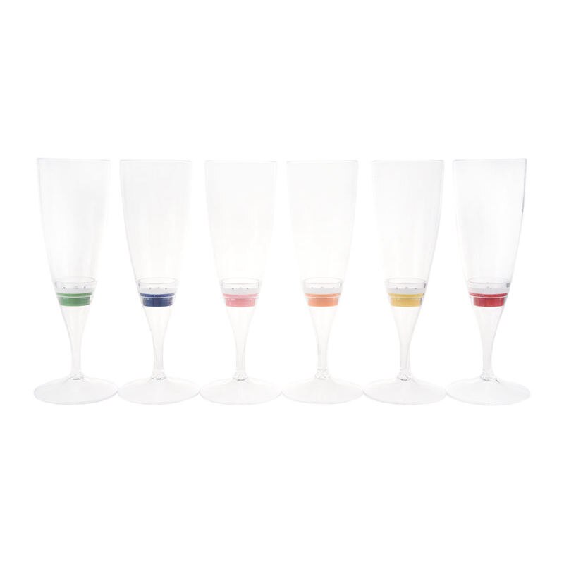 6 Set de copas de champán con luz LED para vino, líquido activado, flauta Multicolor para bodas, Año