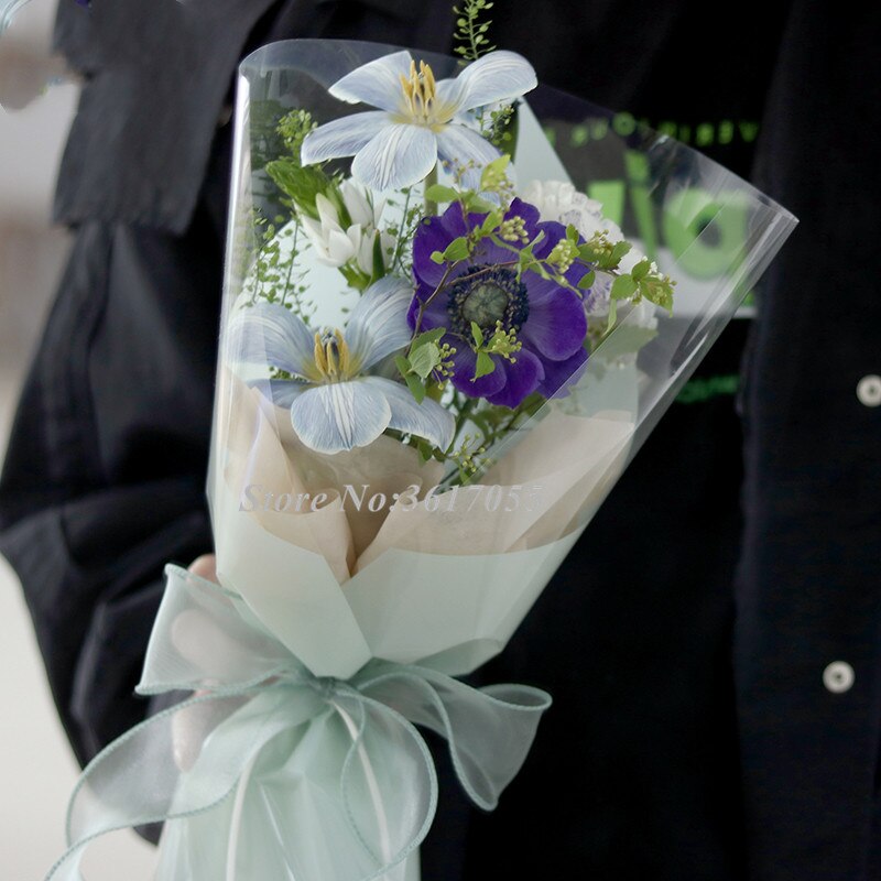 20 st enkelblomma ros låda bukett kristall film ängel blomma omslagspapper pvc plast papperspåsar lådor fodral för blommor
