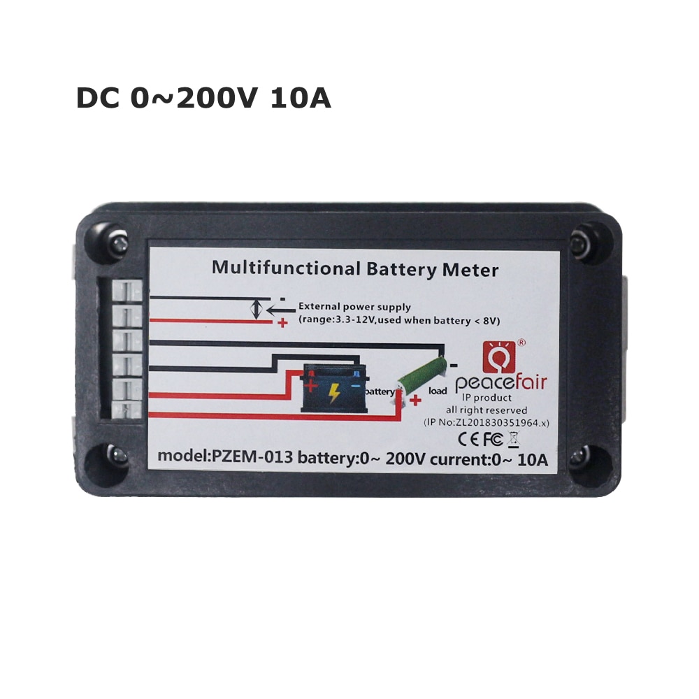 Car Battery Tester Power Digital Ammeter Voltmeter Energy Consumption SOC Running time Meter DC 0-200V 10A 50A 200A 300A
