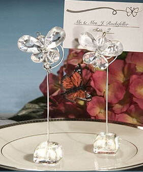 10 stks Creatieve Clear Crystal Vlinder Plaats Kaarthouders Bruiloft Tafeldecoratie Receptie Gunst Supply