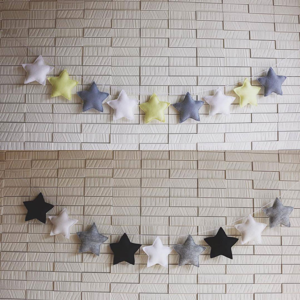 Nordique bébé chambre décoration tenture murale ornements à la main pépinière lune étoile guirlandes fille chambre décor Photo accessoires