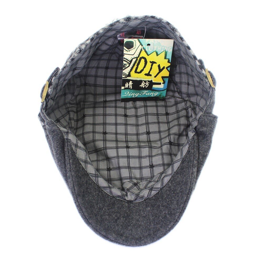 Outfly Wool Flat Cap for Men Winter Men's Berets Warm Peaked Cap Gentleman Hat