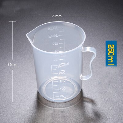 1set (250ml,500ml,1000ml,2000ml) Plastic beaker with handle Measuring Cup Food Grade PP School laboratory Kitchen Supplies