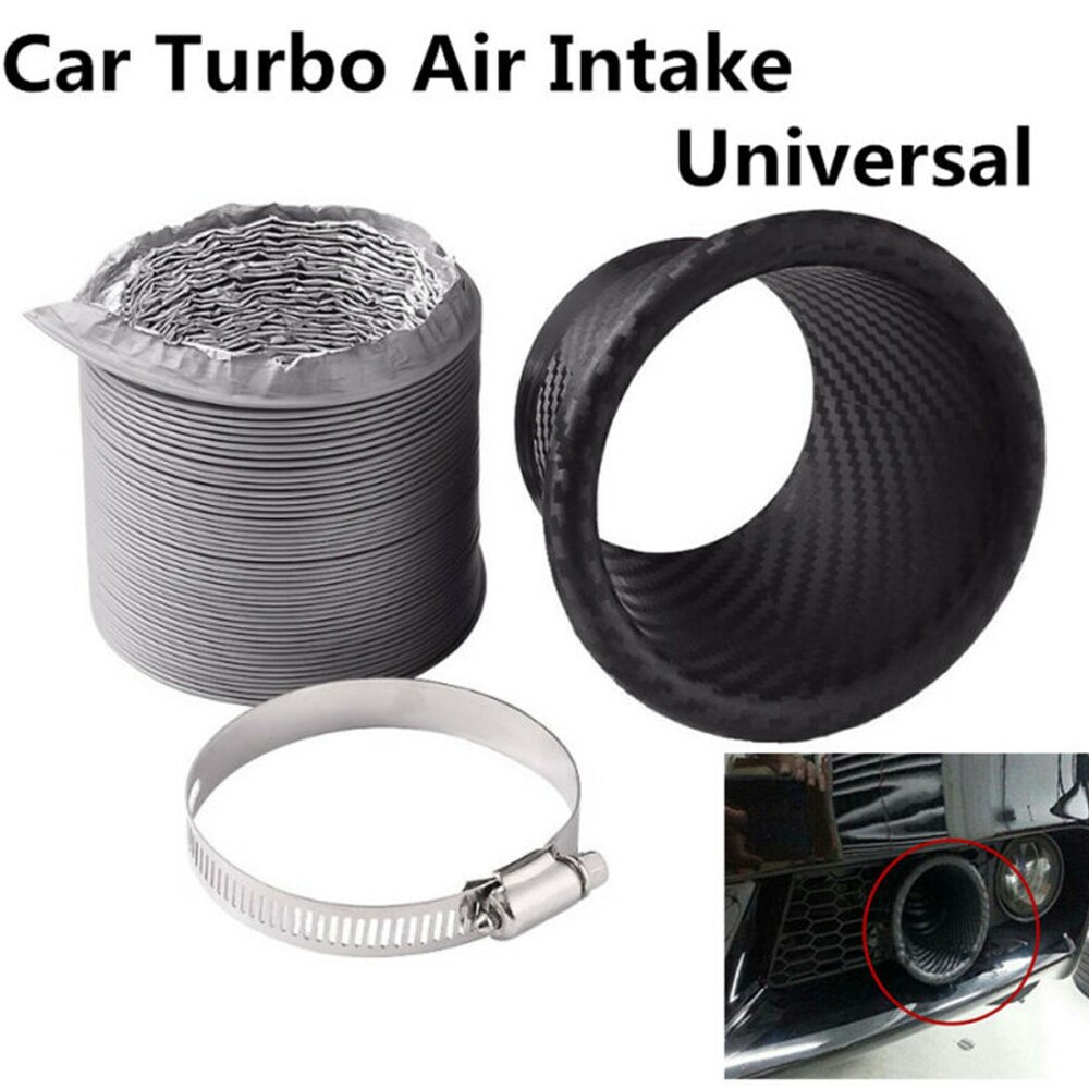 1 Set Car Front Bumper Turbo Air Intake Pipe Turbine Funnel Kit Carbon Fiber Style Pratical Auto Turbo Air Intake Pipe Kit