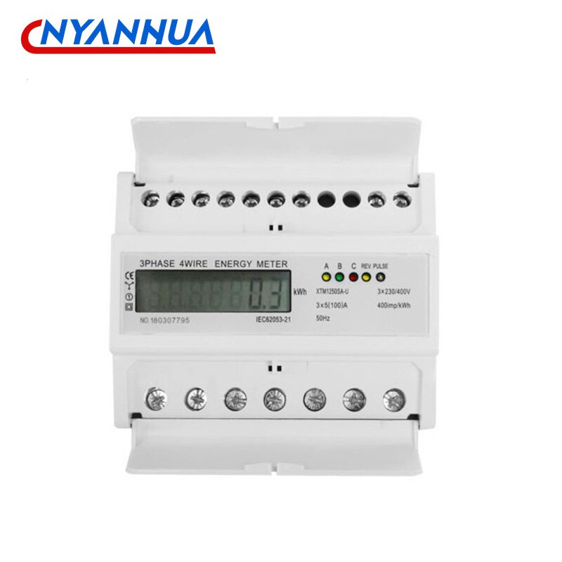 Din Rail Type Digitale Kwh Meter Smart 3-Fase 4-Wire Elektronische Watt Power Energy Meter Ac Zeven cijfers Display Lcd