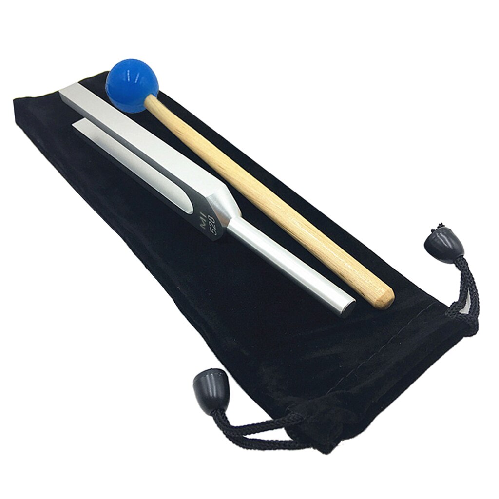 Aluminum Alloy 528Hz Tuning Fork w/ Mallet for Meditation Prayer Yoga Silver