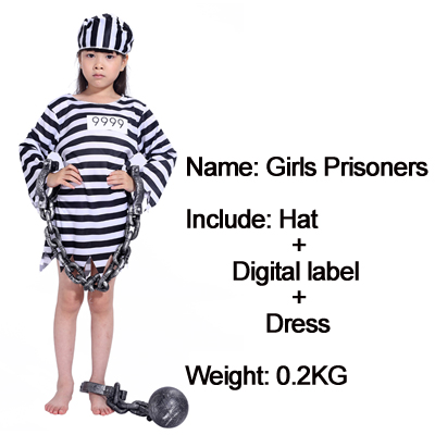 Halloween costume bloody prisoner clothes adult male prison uniform violence female child prisoners serving prison uniform: Girl  M