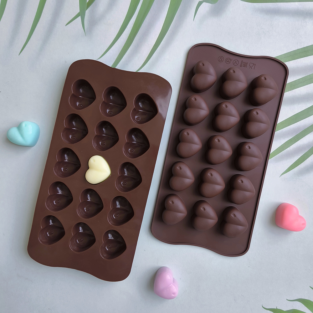 Moule à chocolat en Silicone en forme de cœur, diamant à 15 cavités, fait à la main, pour biscuits, bonbons, gelée, laque, cire, particules, 1 pièce