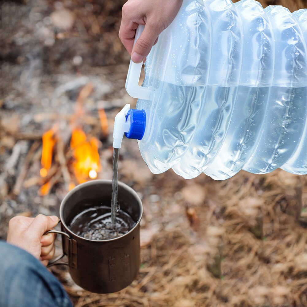 Recipiente para almacenamiento de agua plegable a prueba de fugas, cubo de agua para acampar al aire libre, botella de agua plegable de plástico para Caming