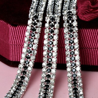 PATIKIL 3 meter strass kettingrol, 3 rijen kristal dicht ketting bling