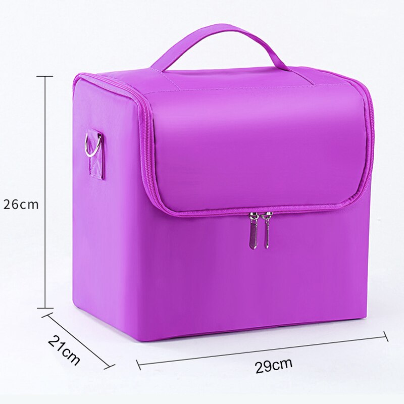 Multilayer Clapboard Cosmetische Bag Case Schoonheidssalon Tattoos Nail Art Tool Bin Vrouwen Make-Up Organizer Grote Capaciteit Tas: Purple