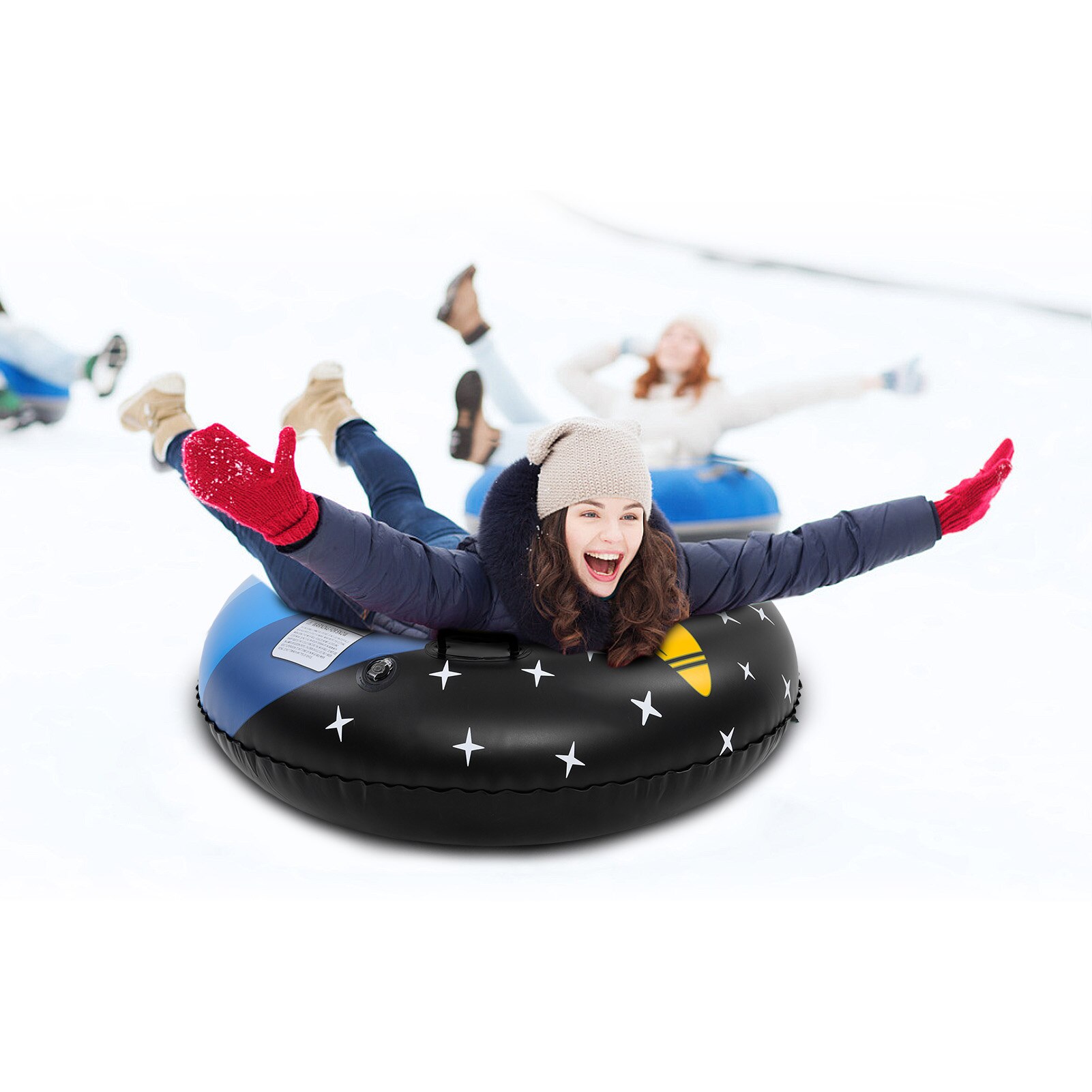Tubo de nieve grande de 47 pulgadas, trineo inflable para nieve gruesa para adultos
