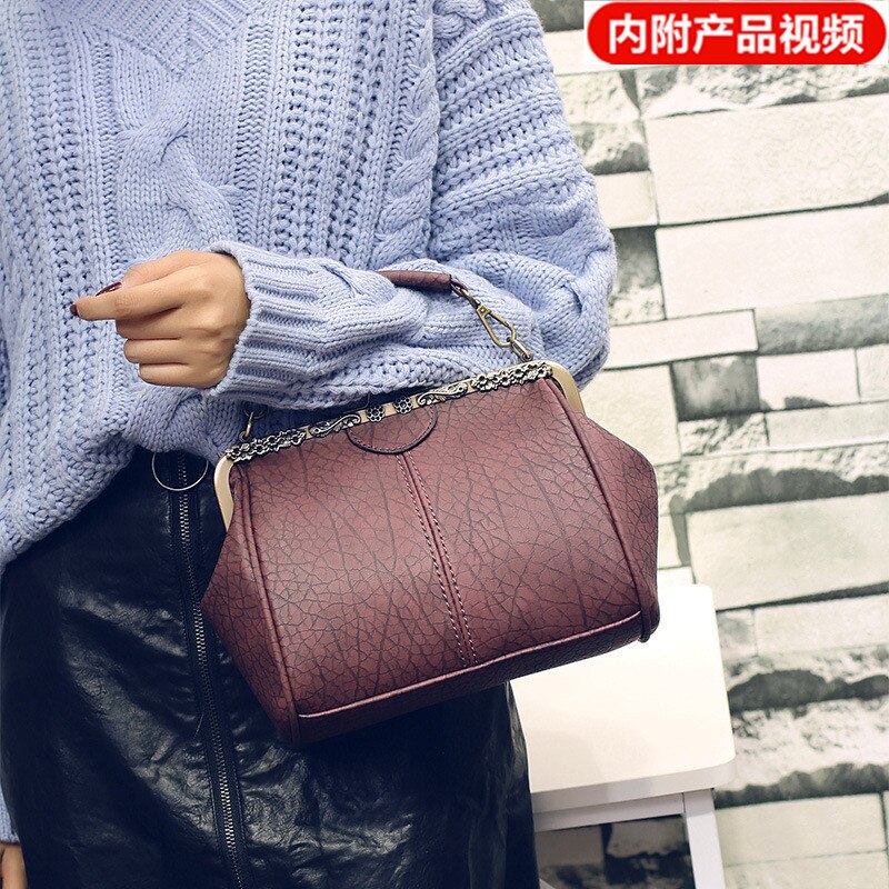neue Koreanische frauen Taschen Jahrgang Pu Beutel Clip Handtaschen Schulter Hand Tasche Jahrgang Schulter Tasche Neue Stil Eimer tasche