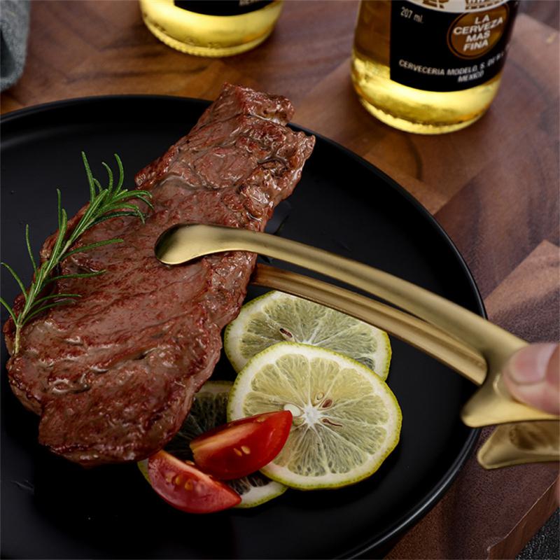 Gold Silber Edelstahl Lebensmittel Zange Koreanische Grill Zange Picknick Grill Grill BBQ Steak Klemme Backen Werkzeuge Clip Koch Zange