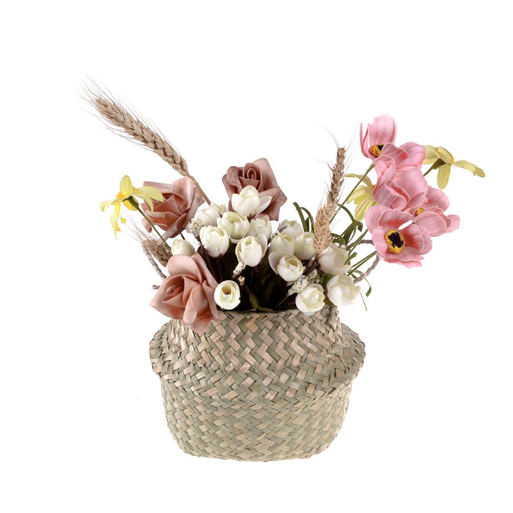 Cestas de mimbre de algas, cesta plegable de ratán, cesta de almacenamiento de ropa sucia, cesta de almacenamiento para el hogar, decoración Simple