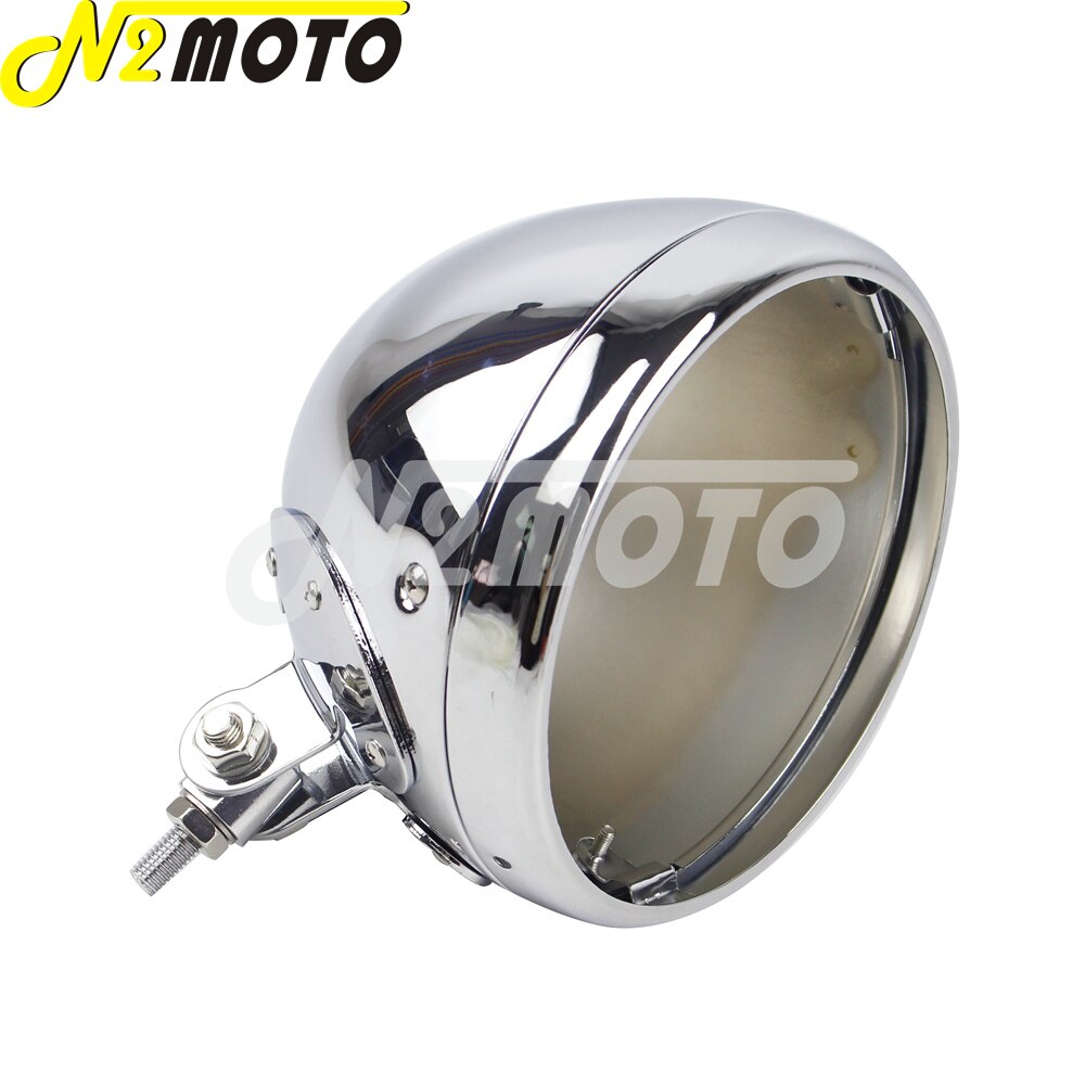 7 "Motorfiets Led Koplamp Schelpen Lamp Led Licht Behuizing Voor Kawasaki Honda Yamaha Harley Chopper Bobber Cafe Racer Custom: Chrome