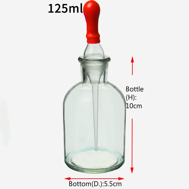 30ml 60ml 125ml Glass Drip Bottle Brown Drip Bottle with Plastic Head Chemical Experimental Transparent Lab Dropping Bottle: Transparent 125ml