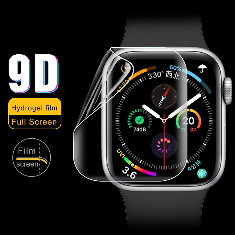 9d filme de hidrogel macio para apple watch 5 6 44mm 40mm protetor de tela cheia para iwatch 5 series assista 7 45 capa película protetora