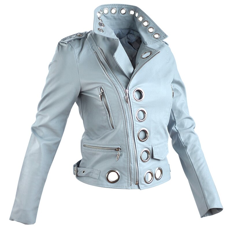Faux Leather Jacket Bomber Coats Lady Black Punk Rock Leather Jacket Outerwear Women Pu Motorcycle Soft Pink