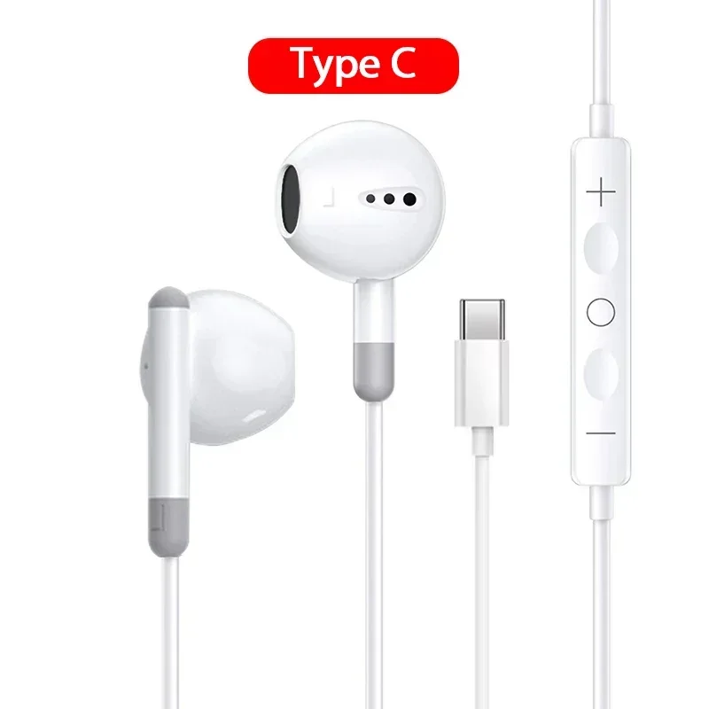 USB Type C Headphone For Apple iPhone 15 Pro Max 14 13 12 11 Wired Earphone 3.5mm Lightning Bluetooth Earbud Accessorie: Blue
