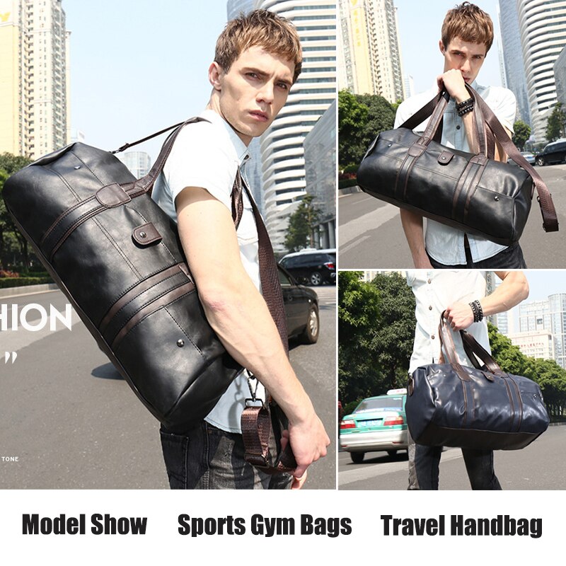 Outdoor sporttassen top pu leer sportschool fitness training schoudertassen heren reistassen crossbody tas heren reistassen