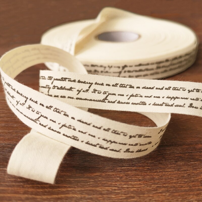 100meter Handschrift Woorden Katoen Lint Naaien Tape Stof Singels Handgemaakte Lint Voor Cadeaupapier Party Jurk Naaien Lint