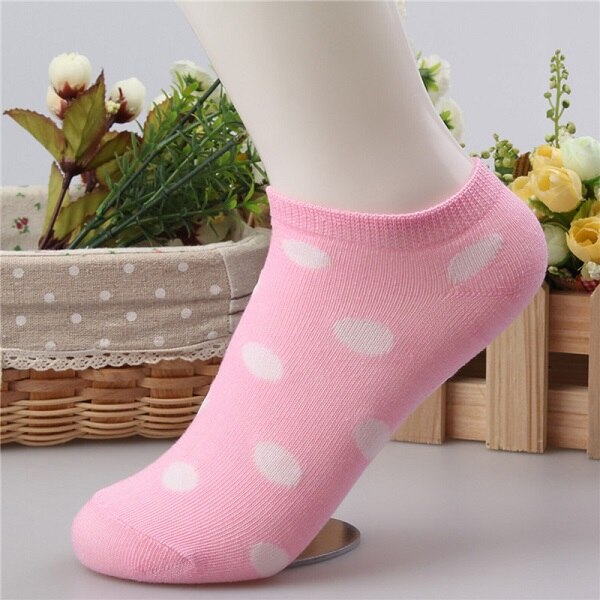 10 Colors Big Dots Women Cotton Sock Slippers Female Cute Candy Invisible Ventilate Boat Socks Low Ankle Hosiery For Woman Sock: Pink